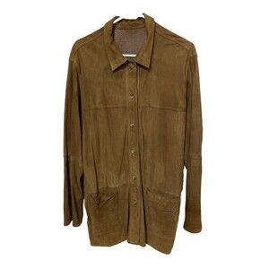 Vintage Linea Selecta XXL Reversible Suede Leather Shirt Jacket Shimmer Foil